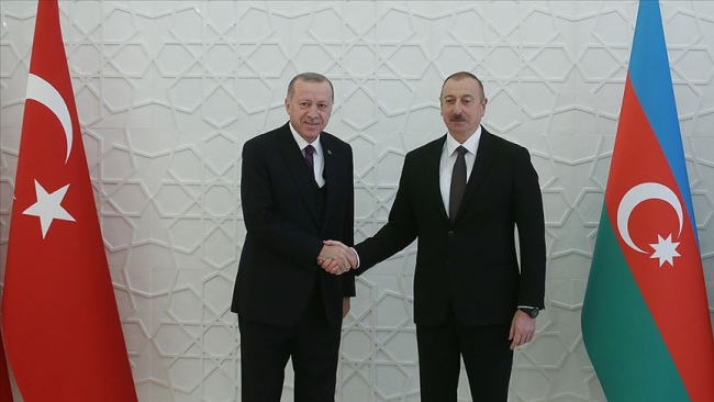 Cumhurbaşkanı Recep Tayyip Erdoğan ve Azerbaycan Cumhurbaşkanı İlham Aliyev. Fotoğraf: AA